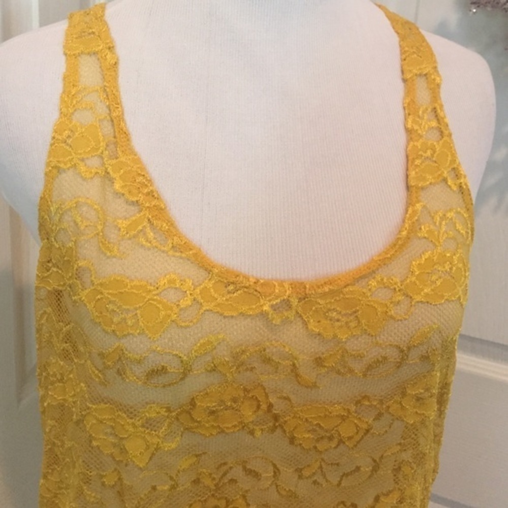 Yellow gold lace racerback tank